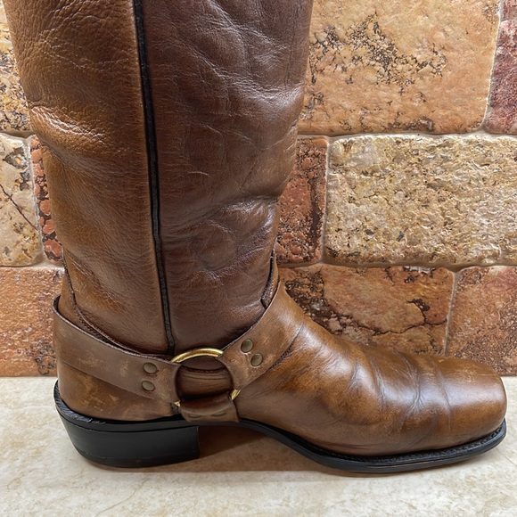Acme Men Vintage Boots Biker Motorcycle Tall Leather Cowboy USA Brown Size 10.5D - Picture 7 of 16
